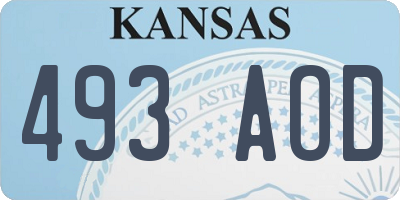 KS license plate 493AOD