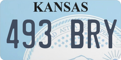 KS license plate 493BRY