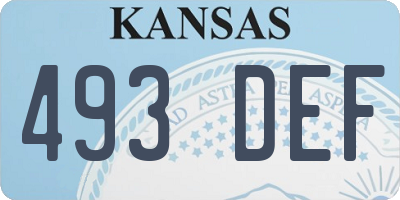 KS license plate 493DEF