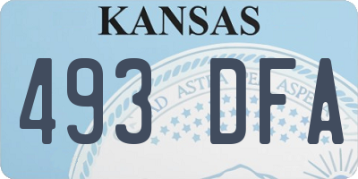 KS license plate 493DFA