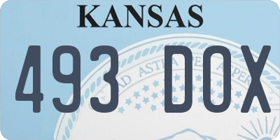 KS license plate 493DOX