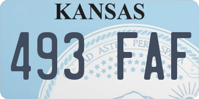 KS license plate 493FAF