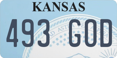 KS license plate 493GOD