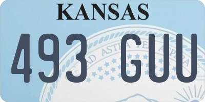 KS license plate 493GUU