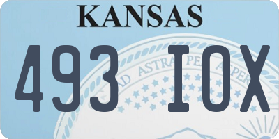 KS license plate 493IOX