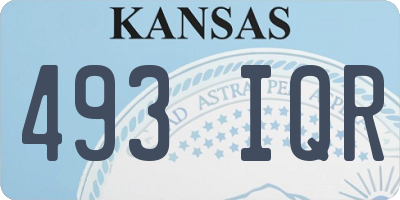 KS license plate 493IQR