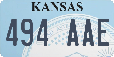 KS license plate 494AAE