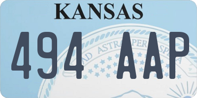 KS license plate 494AAP
