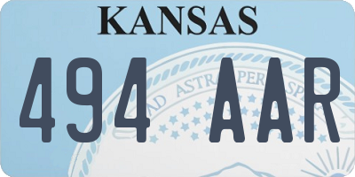 KS license plate 494AAR