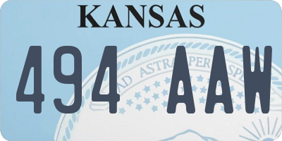 KS license plate 494AAW