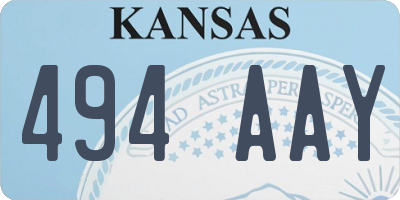 KS license plate 494AAY