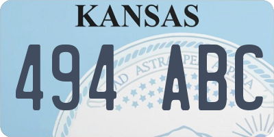 KS license plate 494ABC