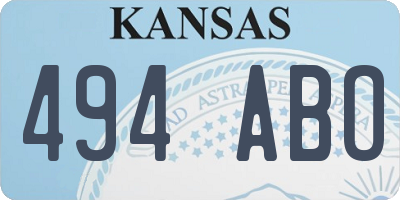 KS license plate 494ABO