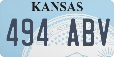 KS license plate 494ABV