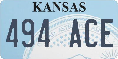 KS license plate 494ACE