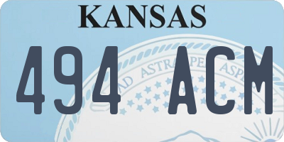KS license plate 494ACM