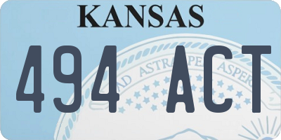 KS license plate 494ACT