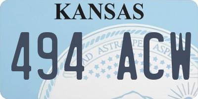 KS license plate 494ACW