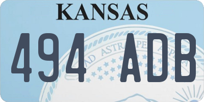 KS license plate 494ADB