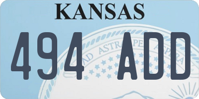KS license plate 494ADD