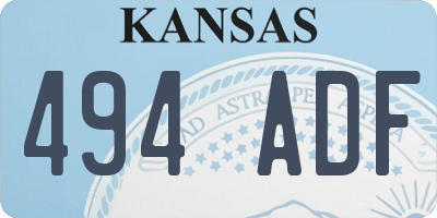 KS license plate 494ADF