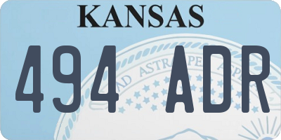 KS license plate 494ADR