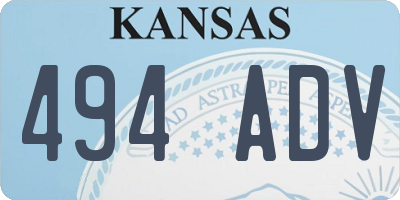 KS license plate 494ADV