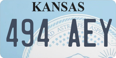 KS license plate 494AEY