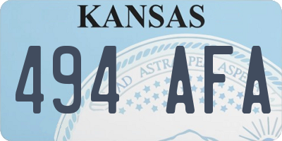 KS license plate 494AFA