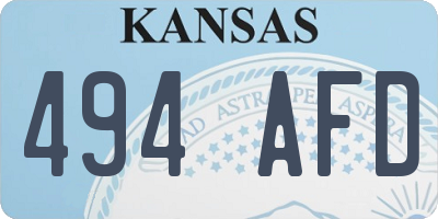 KS license plate 494AFD