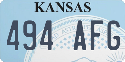 KS license plate 494AFG