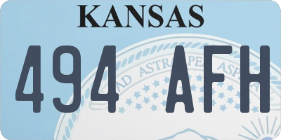 KS license plate 494AFH