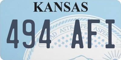 KS license plate 494AFI