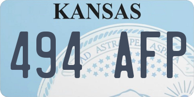 KS license plate 494AFP