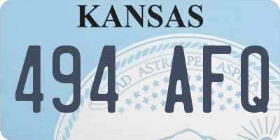 KS license plate 494AFQ
