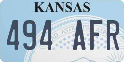 KS license plate 494AFR