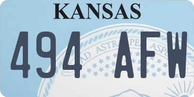 KS license plate 494AFW