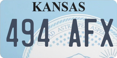 KS license plate 494AFX