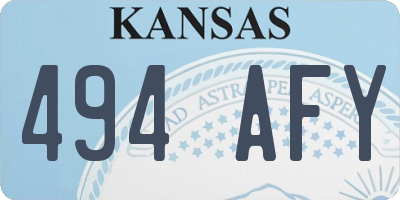 KS license plate 494AFY