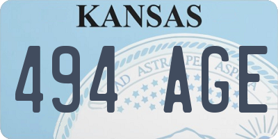 KS license plate 494AGE