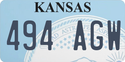 KS license plate 494AGW