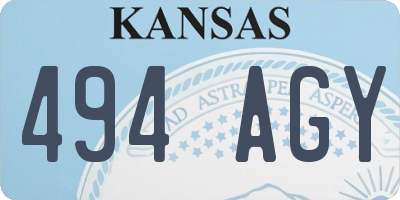 KS license plate 494AGY