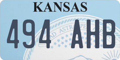 KS license plate 494AHB