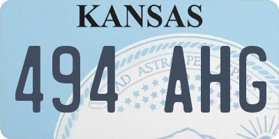 KS license plate 494AHG