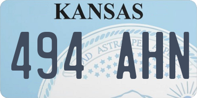 KS license plate 494AHN