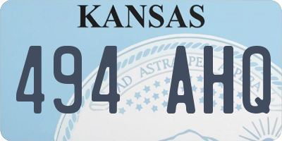 KS license plate 494AHQ