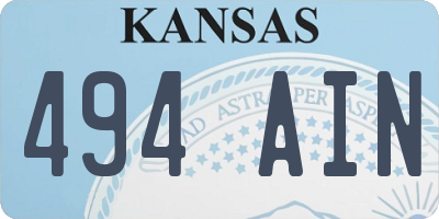 KS license plate 494AIN