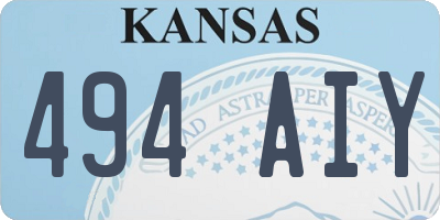 KS license plate 494AIY