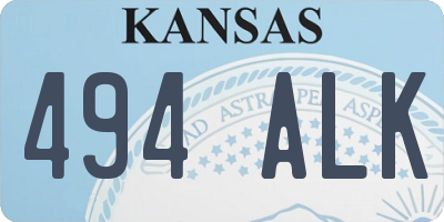 KS license plate 494ALK