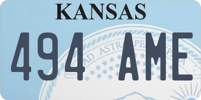 KS license plate 494AME